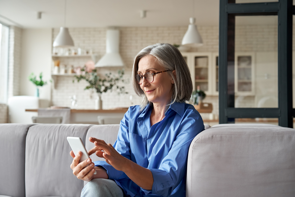 Senior woman using AnswerConnect's service